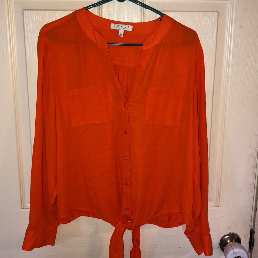 Orange long sleeve blouse